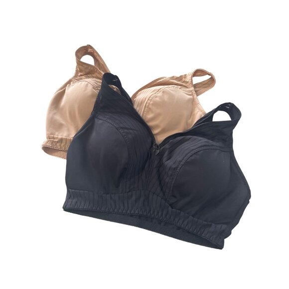 Rhonda Shear 2 Pack Striped Pin Up Bra Size Large Black Beige Intimate 651.15 - Picture 2 of 8